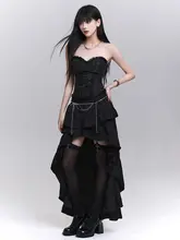 独特で美しいデザイン！黒の不規則型ロングスカート【夏用・女性用】
