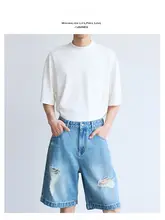 デニムショートパンツ レディース ウォッシュドデニム ダメージ加工 ヴィンテージ 夏 「fllm」