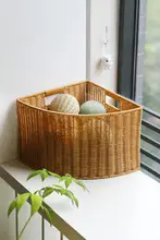 Kens 扇形角落収納バスケット【擬似籐編み・リビング・玄関用・隙間収納】