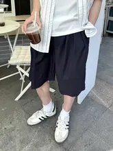 ハーフパンツ メンズ カーゴ ルーズ シンプル 無地 ネイビー 夏 カジュアル ストリート