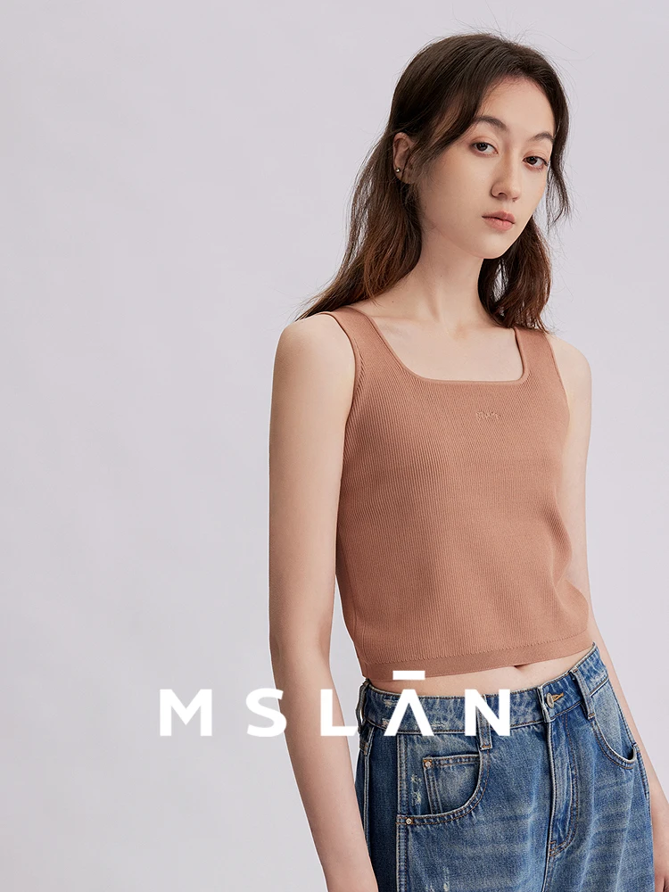リブスクエアネックニットタンクトップ：MSLANの夏季新作ベゴニア色編みトップの実用性とシーン別活用