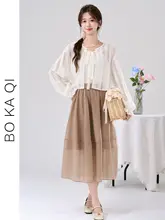 灯籠袖のレースビーチカーディガン【防晒・ショート丈・リボン付き】