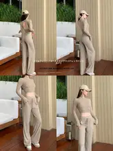 フィットした背中デザインの長袖ヨガトップス【ワイドレッグ・ハイウエスト・レディース用】【セットアップ対応】