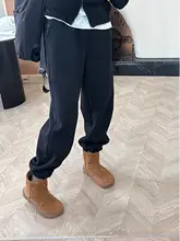 保温加絨のレディースストレートパンツ【冬用・小柄向け・ゆったり束脚デザイン】（セットアップ対応 ）
