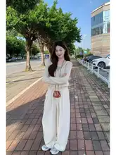 カラー切替ストライプフード付きニットカーディガン【春秋用・フィット・女性用】（セットアップ対応）