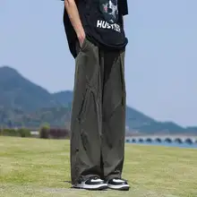 メンズ 春夏用 コットン製 水洗い パンツ【ワイドレッグ・ストレート・カジュアル】
