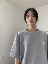 夏用カラフルワッフルTシャツ【レディース・ショートスリーブ・カップル用・虹デザイン】