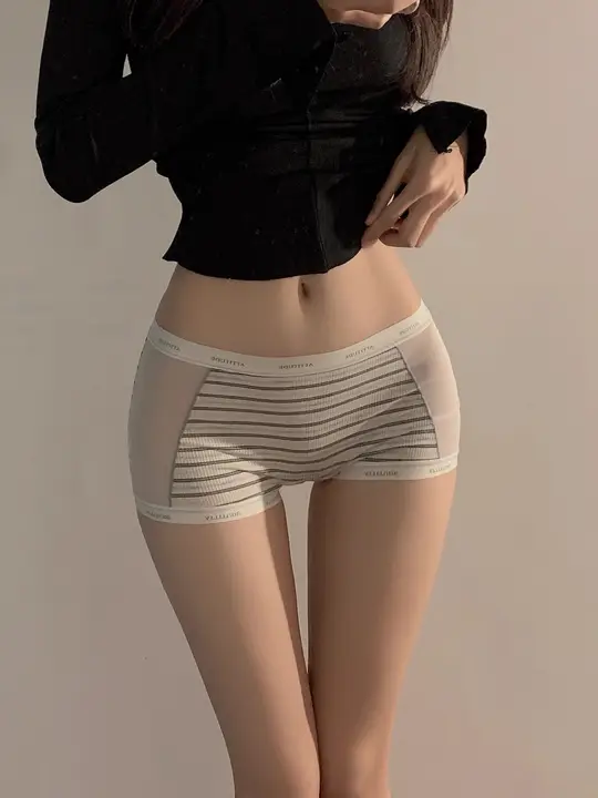 無痕ストライプ女子用パンティ【純綿・抗菌クロッチ・中高腰・快適なボクサーパンツ】
