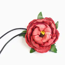 立体真皮製 車用ミラー飾り【牡丹と蓮の花デザイン・高品質の牛革】