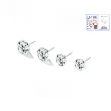 S999純銀製のジルコンスタッドピアス【女性用・シンプルデザイン・耳穴用】