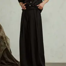 感あるデザインのワイドパンツ【高級感のある飾り帯付き・カジュアルスタイル・穴あけ不要】（セットアップ対応）