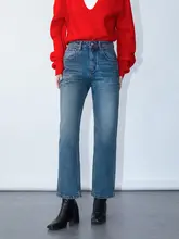 高腰デニムパンツ【ストレート・九分丈・ヴィンテージスタイル・極上の柔らかさ】（セットアップ対応）