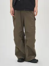 URBAN LOST 24SS アウトドア用 3M吸湿速乾 褶皺 ワイドフィット パラシュートパンツ【フィット・ストレート・カジュアル】