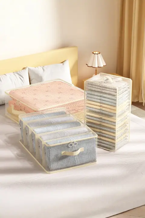 衣類整理に便利！収納袋【引き出し対応・持ち手付き・ベッド下収納】（セットアップ対応）