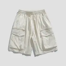 メンズ夏用薄手カーゴショートパンツ【無地・多ポケット・ストレート・五分丈】（セットアップ対応）