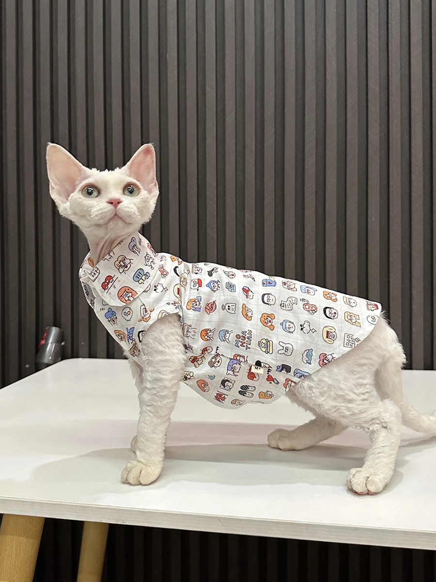猫デザインのノースリーブシャツ：通気性と快適性を重視したスフィンクス用のカジュアルウェア