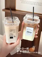 使い捨てPET製コーヒーカップ【蓋付き・持ち帰り用・四角形透明】