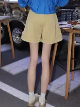 春季用 ベージュ 高腰カジュアルショートパンツ