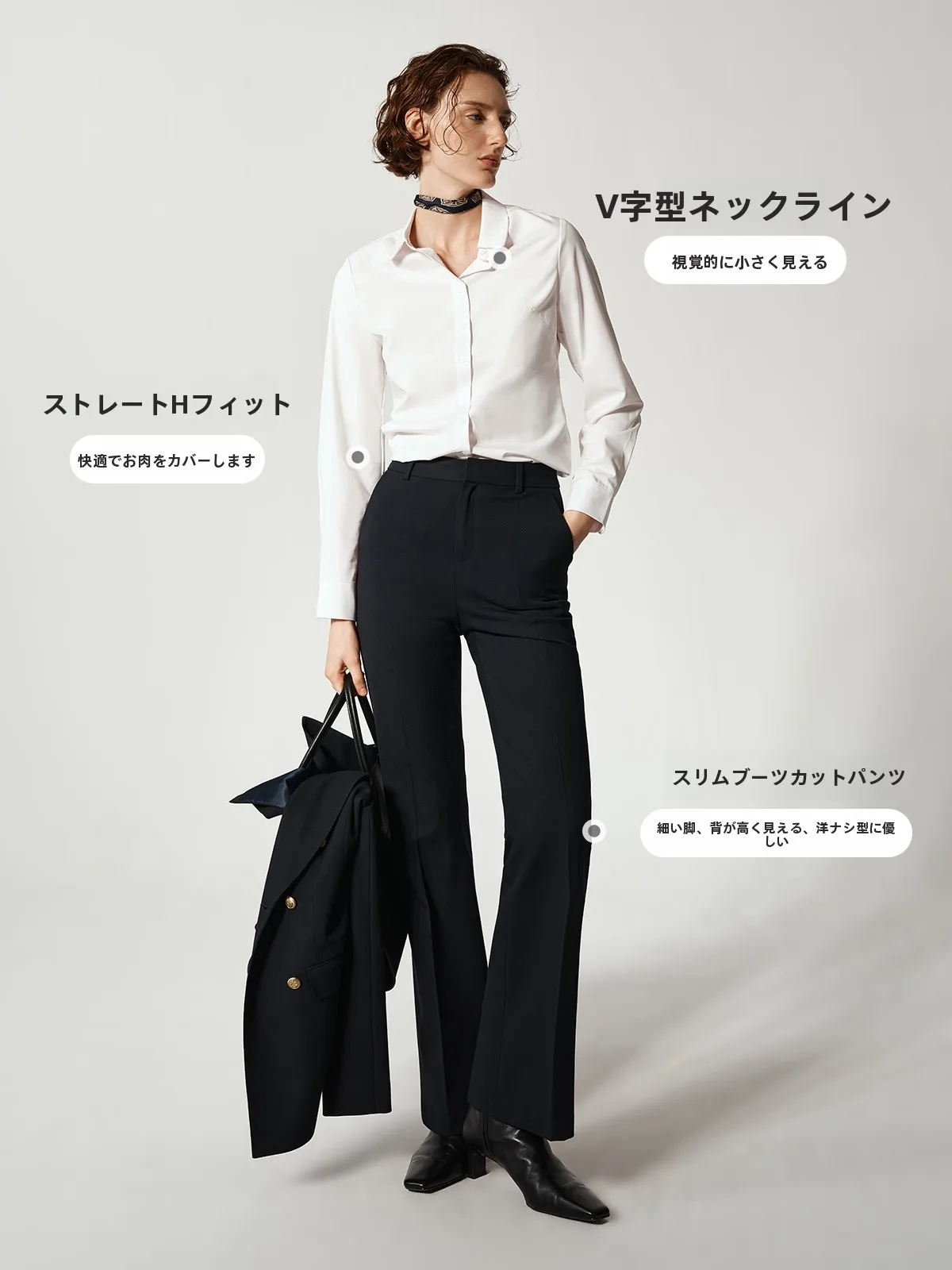 ホワイトプロフェッショナル長袖シャツレディースサマードレープスリム：きれいめオフィスカジュアルの実用性と素材特性