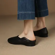 レトロな擦り色の一脚蹬ローファーシューズ【平底・女性用・巫女風】