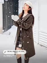 羊毛とラメの粗いツイードコート【大きいサイズ・冬用・ミディ丈】
