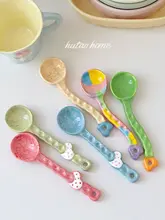 カラフルな手作り陶器コーヒースプーン【可愛いデザイン・韓国風・彩色】