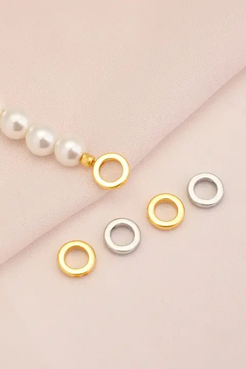 18K金色保護キャップ付き閉口リング【ビーズアクセサリー DIY用・パール手作り用・穴あけ不要】