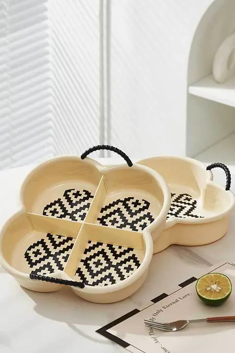 JOJO'S L. PD.Snow フルーツプレート 蓋付き 分割型【リビング用・高級感】