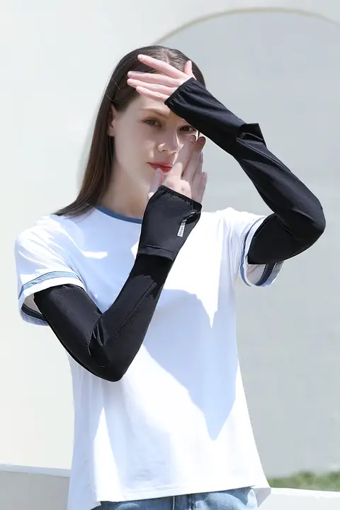 UVカット女性用薄手アイスシルクアームスリーブ【通気性・バイク用・夏用】