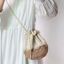 ハンドメイド編み込みデザイン ショルダーバッグ【レトロ風・ウィービング・カラーブロック】