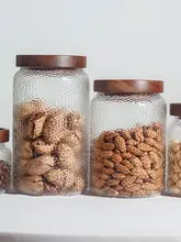 ハンマー仕上げのガラス密閉容器【食品級・茶葉・コーヒー豆・ナッツ・穀物保存用】