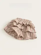 ショートパンツ キッズ ガールズ プリント ティアード レース ゆったり 甘め ヴィンテージ カジュアル おしゃれ 夏 薄手