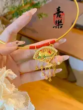 新中式 鳥のデザインのネックレス【金メッキ・ブライダルアクセサリー・フェイク三金】