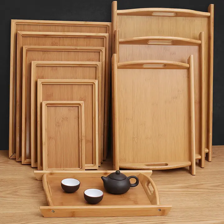 竹製トレイ 茶盤 和式 シンプル 長方形