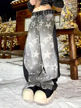 美式ヒップホップスタイルの迷彩柄ワイドレッグデニムパンツ【デザイン性あり・フィット】