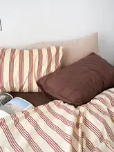 Life9rapher 中古ピンクストライプコットン寝具セット【レトロ・学生用・ウォッシャブル】