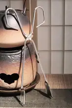 ステンレス製 バーベキュー炭トング【ロングハンドル・アウトドア用】