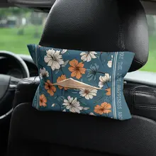 トロピカルリーフデザインの車載ティッシュボックス【吊り下げ式・ユニバーサルフィット】