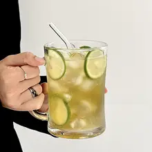ガラス製の水杯 大容量 夏の冷たい飲み物用 アイスアメリカーノ用 フルーツティー用