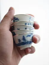 清物堂 柴窯の青花手描き 磁器ティーカップ【小容量・シルバーフィニッシュ・25cc】