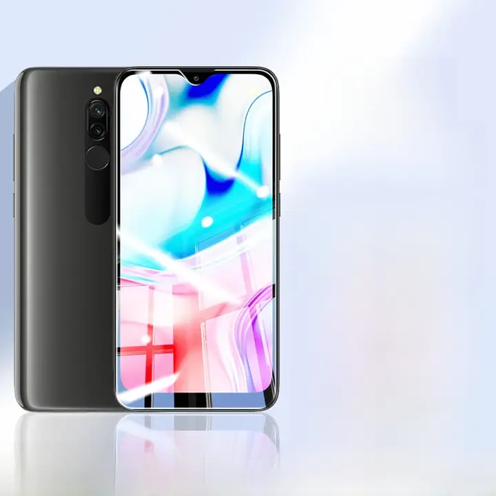 Redmi8対応 強化ガラスフィルム【フルスクリーン・ブルーライトカット・指紋防止・耐衝撃】