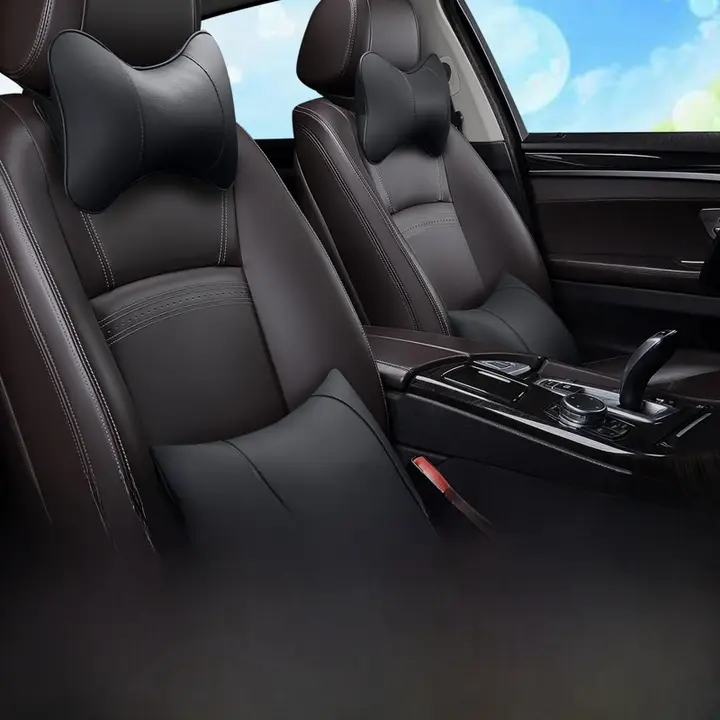 レザー製 車用ヘッドレスト枕【首を守る・快適な寝心地・車内用品】（セットアップ対応）