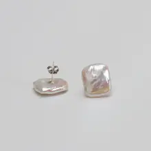 バロック淡水パールピアス【扁円・シンプル・かわいい・光沢】