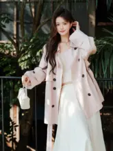 クラシックダブルブレストトレンチコート【ライセル生地・砂洗い仕上げ・女性用】
