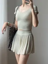 運動用テニススカート【女性用・フィットネス・ヨガ・軽やかデザイン】（セットアップ対応）