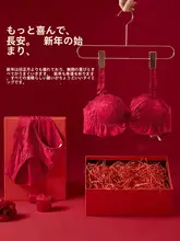 小胸用ブラジャーセット【厚手・引き上げ・赤・幸運なデザイン】