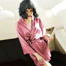 極上の柔らかさのアイスシルクバスローブ【特別な日を彩る・女性用・ブラスシャンテ】（セットアップ対応）