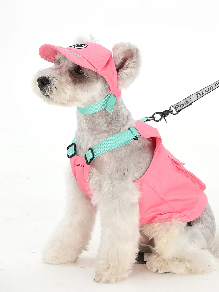キャンプ犬用コットンタンクトップ：リード付きハーネスデザインで快適なアウトドアライフを実現
