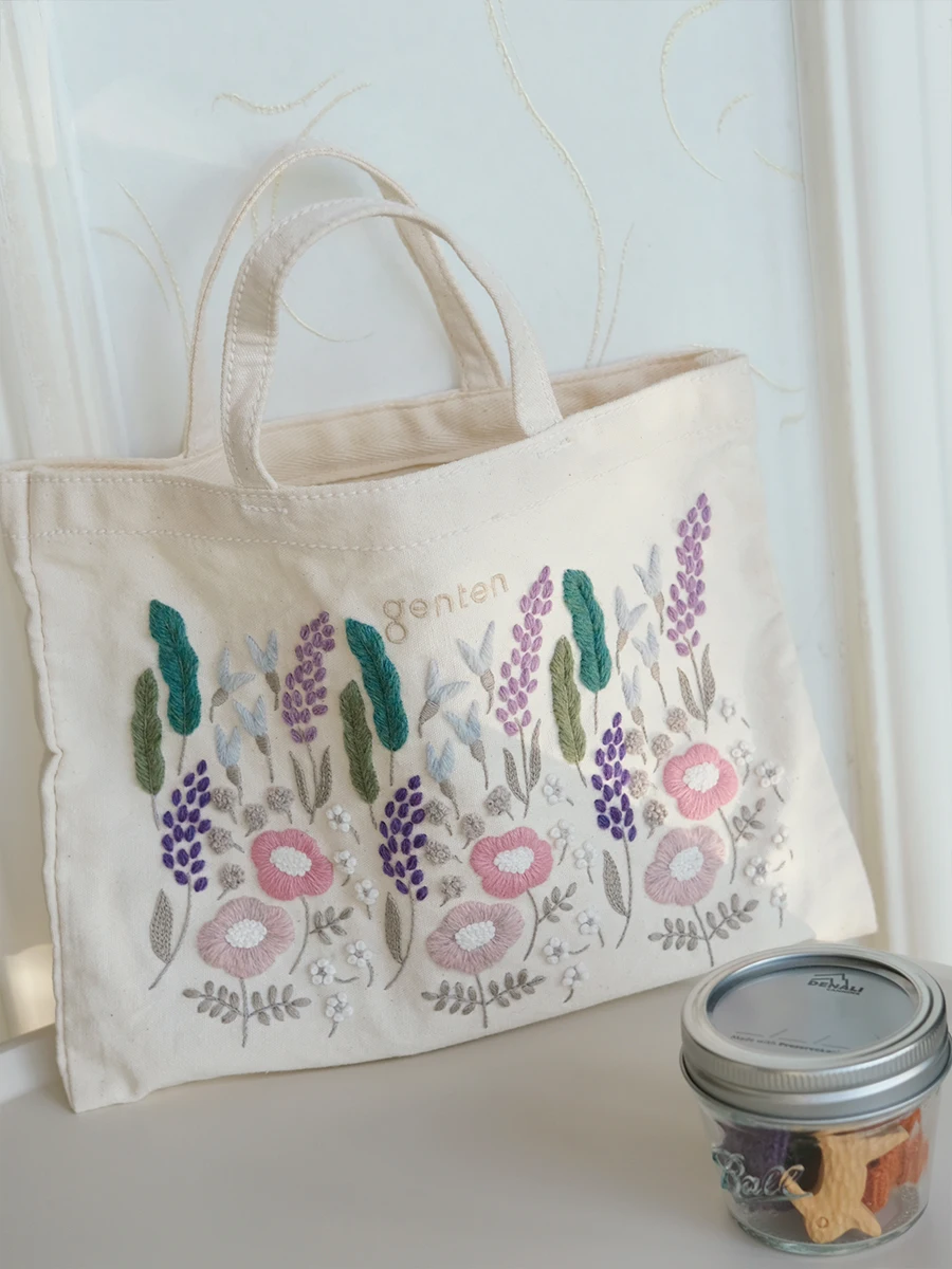 ラベンダーフラワー刺繍トートバッグ：ハンドメイド副業に最適なDIY雑貨の実用性と価値