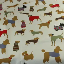 高級キャンバス活性プリント 子犬柄 コットン製 エコテーブルクロス/カーテン素材